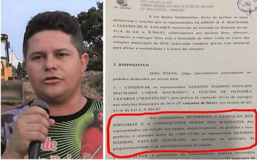 Sai a publicação no TRE/AM de cassação de Nenê Machado e Mantegão