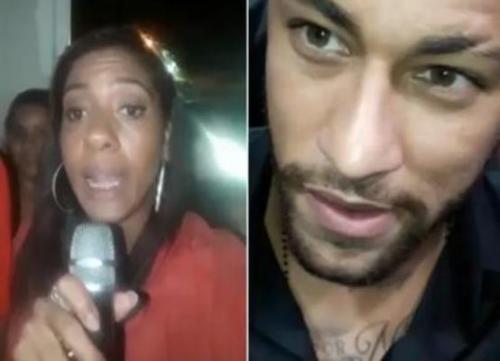 Mulher finge ser repórter e entrevista Neymar com microfone de karaokê Mulher finge ser repórter e entrevista Neymar com microfone de karaokê