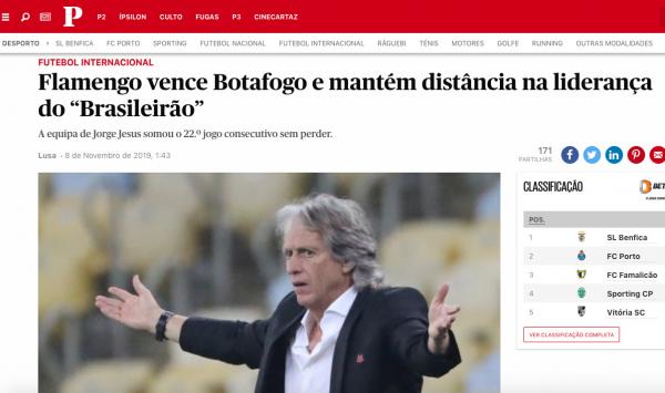Portugueses destacam vitórias do Flamengo sob o comando de Jesus Portugueses destacam vitórias do Flamengo sob o comando de Jesus