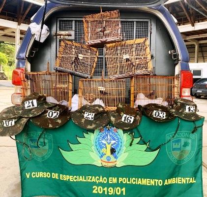 Polícia Ambiental apreende seis pássaros curiós na Ponte Rio Negro, em Manaus Polícia Ambiental apreende seis pássaros curiós na Ponte Rio Negro, em Manaus