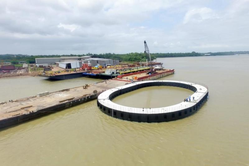 Dolfins de proteção da ponte sobre o Rio Moju começam a ser instalados Dolfins de proteção da ponte sobre o Rio Moju começam a ser instalados