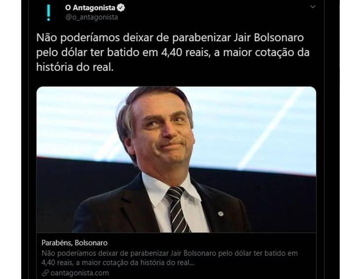 Bolsonaro e O Antagonista batem boca Bolsonaro e O Antagonista batem boca