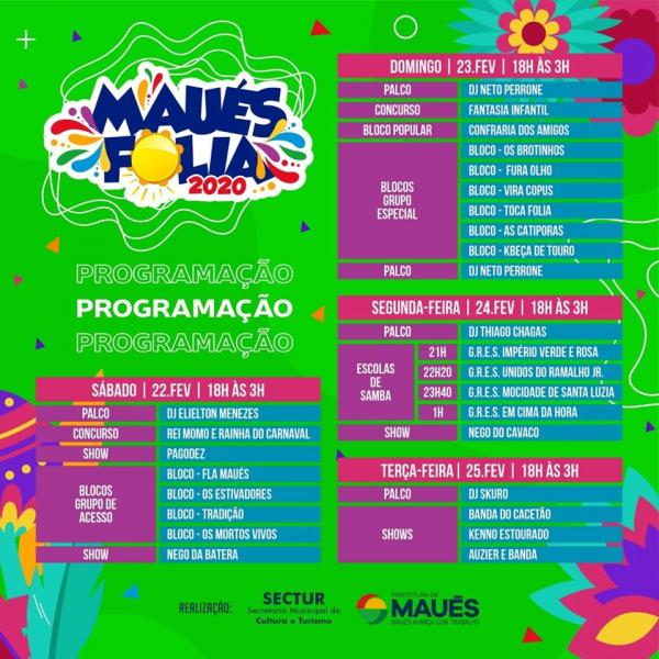 Maués Folia 2020 começa hoje (22) com escolha de Rainha e Rei Momo Maués Folia 2020 começa hoje (22) com escolha de Rainha e Rei Momo