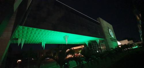 Luzes verdes na fachada do TCE-AM homenageiam profissionais de saúde Luzes verdes na fachada do TCE-AM homenageiam profissionais de saúde