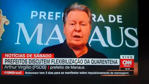 À CNN, prefeito de Manaus diz que reabertura do comércio é precipitada: 'espero que o governador esteja certo' À CNN, prefeito de Manaus diz que reabertura do comércio é precipitada: 'espero que o governador esteja certo'