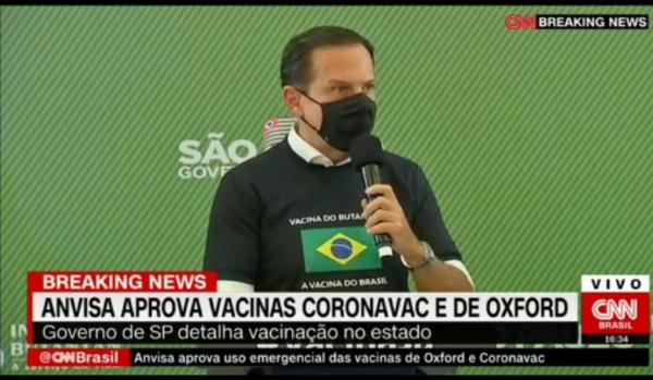 Doria enviará 50 mil doses da Coronavac para vacinar profissionais de saúde do AM Doria enviará 50 mil doses da Coronavac para vacinar profissionais de saúde do AM