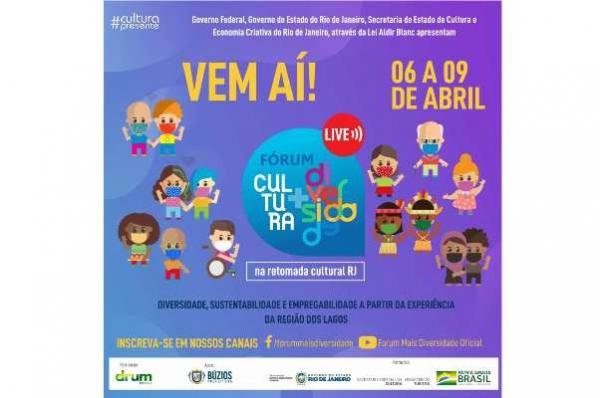 Fórum Cultura + Diversidade na Retomada Cultural RJ acontece entre 6 e 9 de abril Fórum Cultura + Diversidade na Retomada Cultural RJ acontece entre 6 e 9 de abril