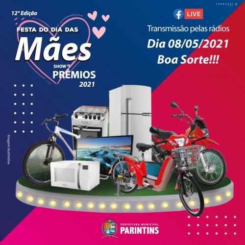 Prefeitura de Parintins sorteia motos, TV's e geladeiras em live de Dia das Mães, neste sábado (8) Prefeitura de Parintins sorteia motos, TV's e geladeiras em live de Dia das Mães, neste sábado (8)