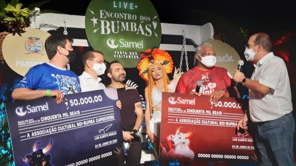 Grupo Samel doa R$ 100 mil para os bois de Parintins, em live Grupo Samel doa R$ 100 mil para os bois de Parintins, em live