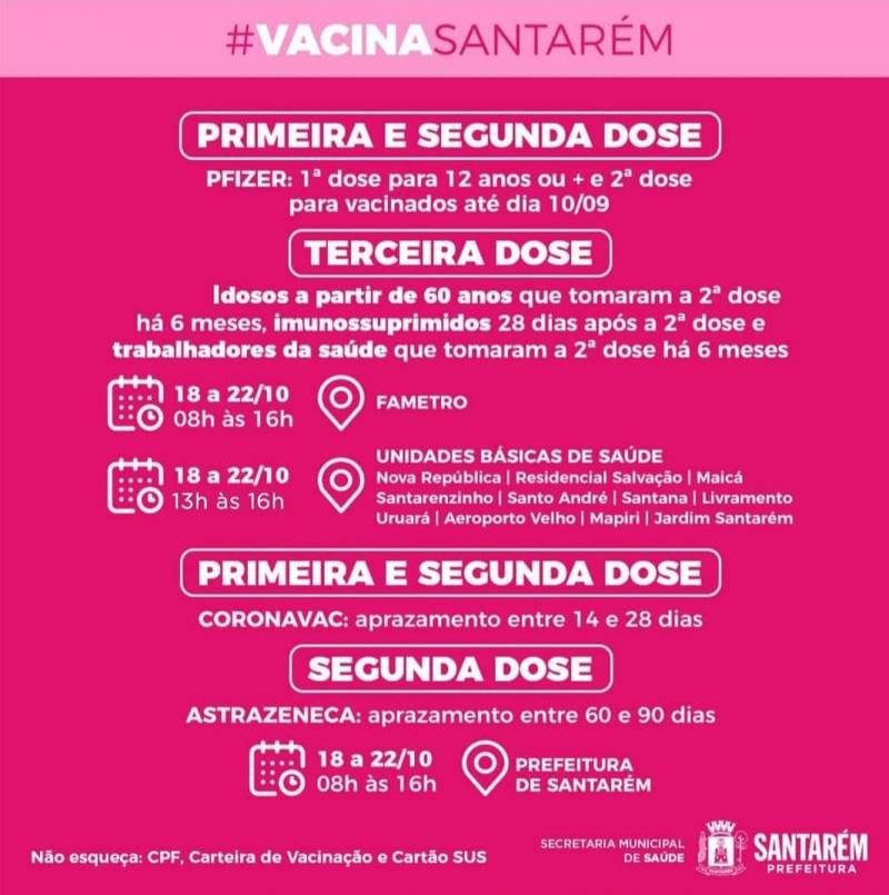 Santarém convoca idosos, a partir de 60 anos, para tomar terceira dose contra covid