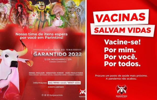 Festa do tema Garantido 2022 será dia 12 e presidente pede que torcida se vacine Festa do tema Garantido 2022 será dia 12 e presidente pede que torcida se vacine