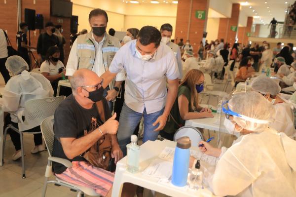Governador e prefeito inauguram Centro que vai testar 10 mil pessoas ao dia, em Manaus Governador e prefeito inauguram Centro que vai testar 10 mil pessoas ao dia, em Manaus
