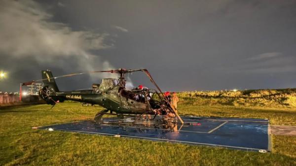 Helicóptero do Ibama é alvo de ataque incendiário, em Manaus Helicóptero do Ibama é alvo de ataque incendiário, em Manaus