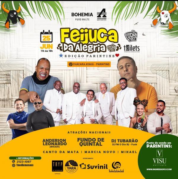 Ingressos para 'Feijuca da Alegria' começam a ser vendidos em Parintins nesta terça-feira (17) Ingressos para 'Feijuca da Alegria' começam a ser vendidos em Parintins nesta terça-feira (17)