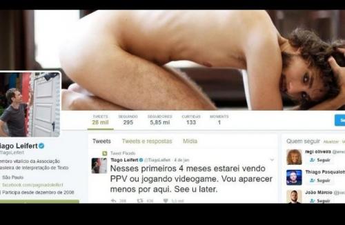 Tiago Leifert usa foto de ex-BBB nu como capa de perfil do Twitter Tiago Leifert usa foto de ex-BBB nu como capa de perfil do Twitter