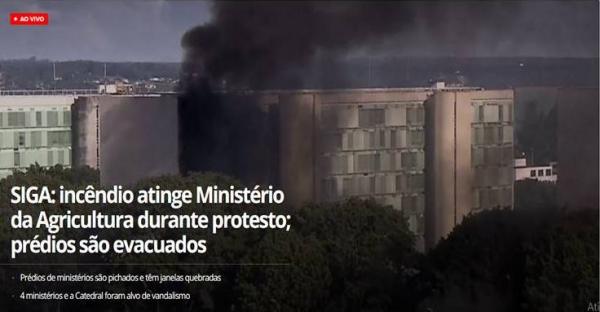 Ministério da Agricultura é incendiado em Brasília Ministério da Agricultura é incendiado em Brasília