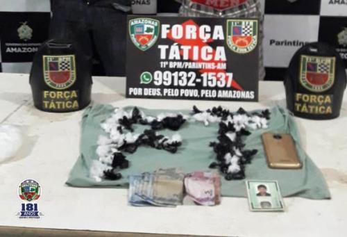 PM prende homem por tráfico de drogas, em Parintins PM prende homem por tráfico de drogas, em Parintins