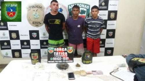 PM prende três homens acusados de tráfico de drogas em Parintins PM prende três homens acusados de tráfico de drogas em Parintins