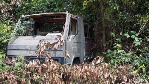 Carro que seria do Exército descoberto abandonado na mata em Iranduba Carro que seria do Exército descoberto abandonado na mata em Iranduba